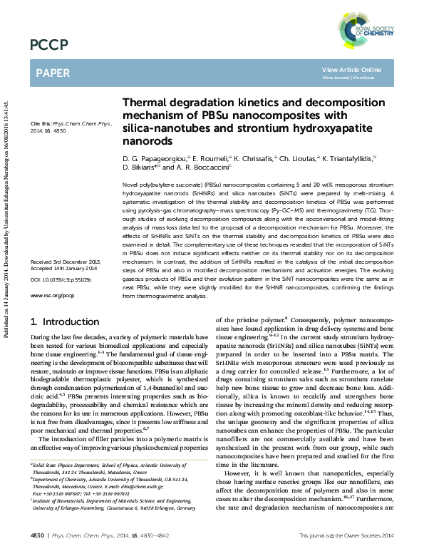 (PDF) Thermal degradation kinetics and decomposition mechanism of PBSu ...