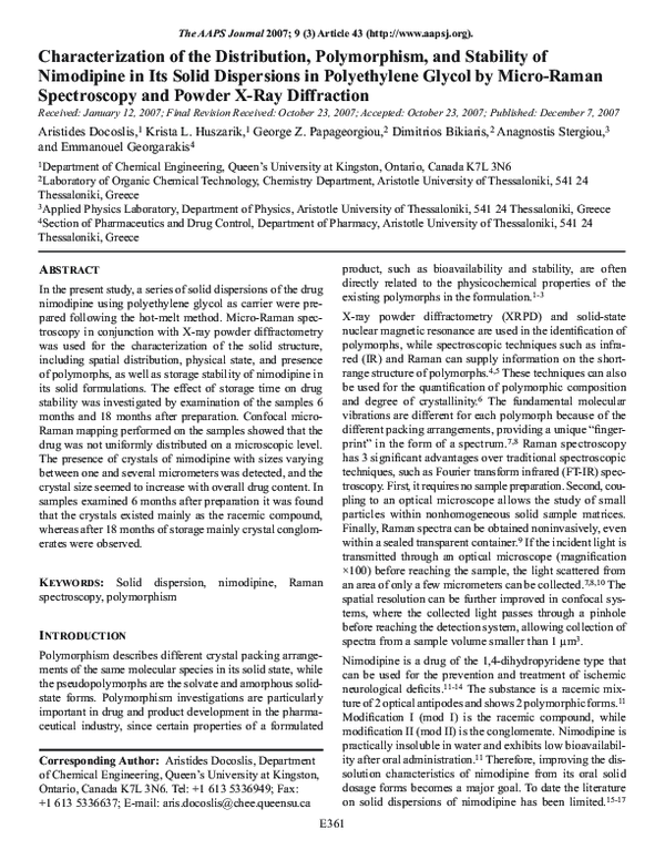 (PDF) Characterization of the distribution, polymorphism, and stability ...
