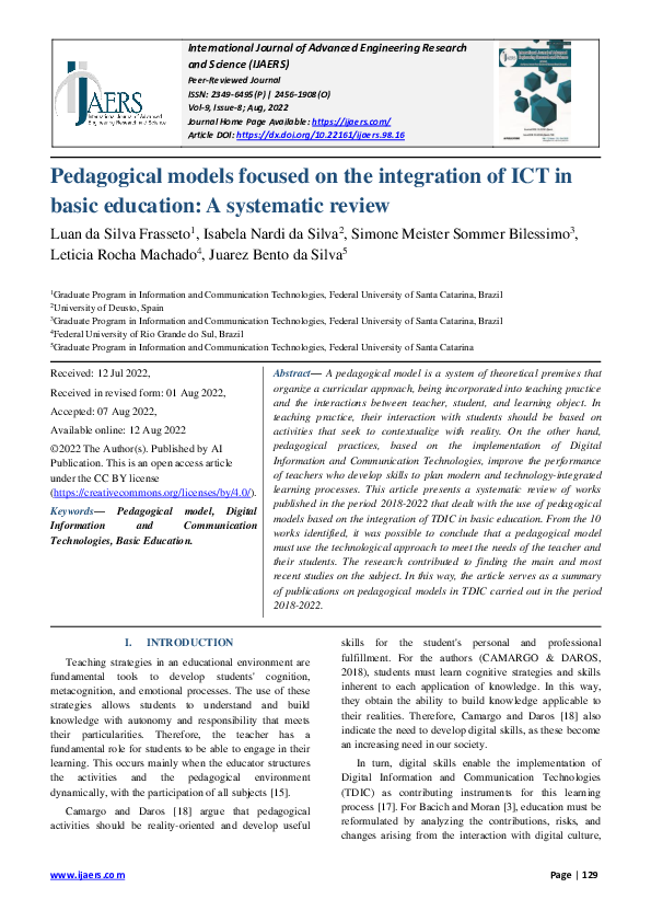 (PDF) Pedagogical models focused on the integration of ICT in basic ...