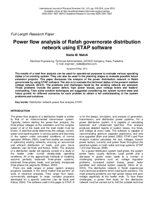 (PDF) Power flow analysis of Rafah governorate distribution network ...