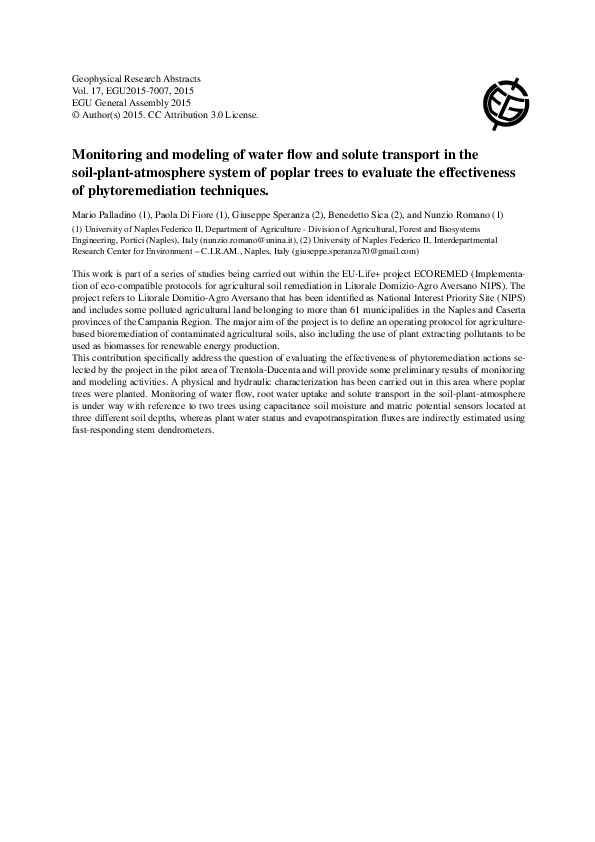 (PDF) Monitoring and modeling of water flow and solute transport in the ...
