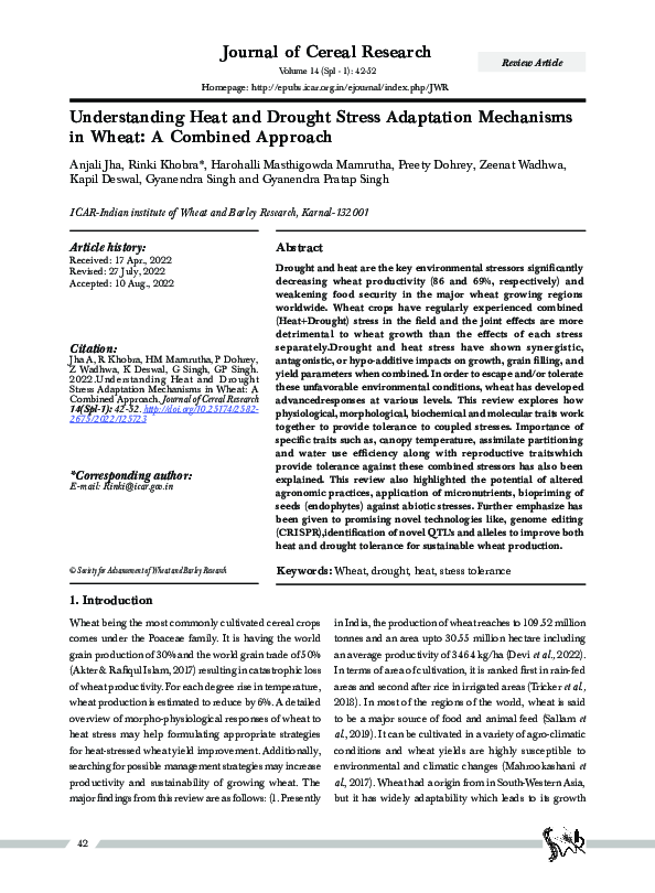 (PDF) Understanding Heat and Drought Stress Adaptation Mechanisms in ...