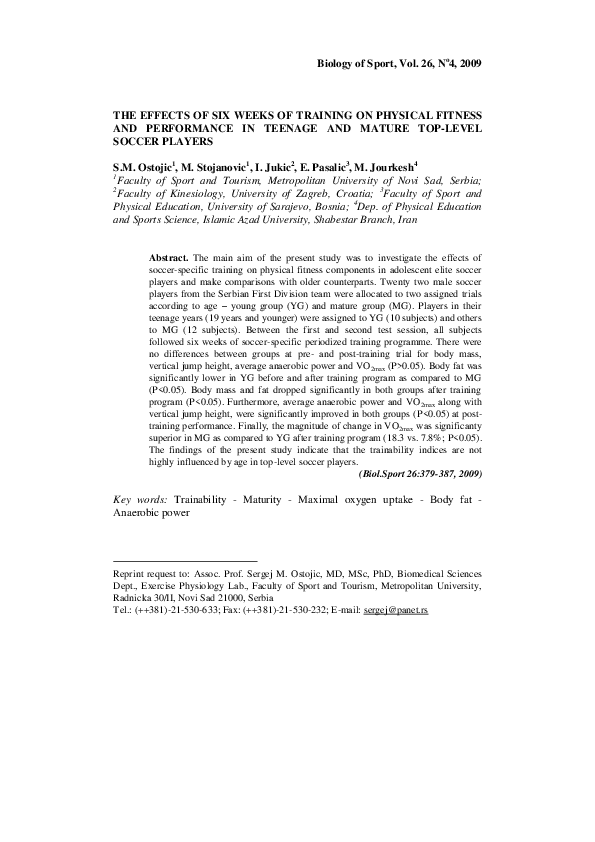 (PDF) The effects of six weeks of training on physical fitness and ...