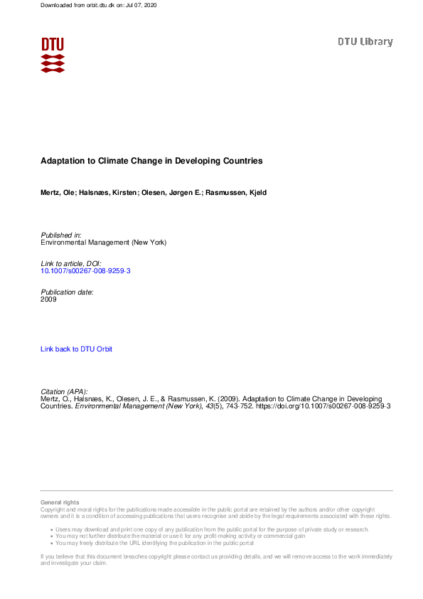 (PDF) Adaptation to Climate Change in Developing Countries