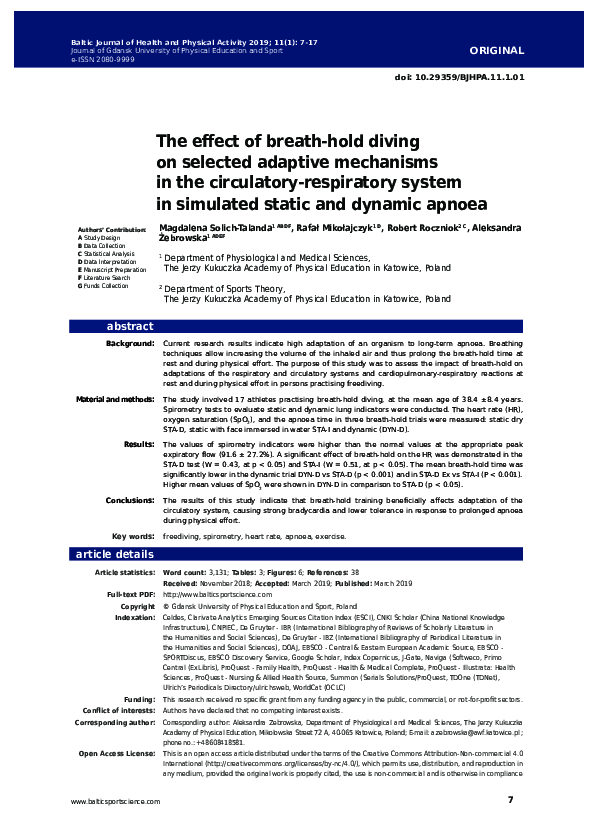 (PDF) The effect of breath-hold diving on selected adaptive mechanisms ...