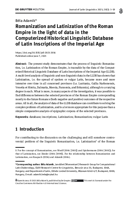 (PDF) Romanization and Latinization of the Roman Empire in the light of ...