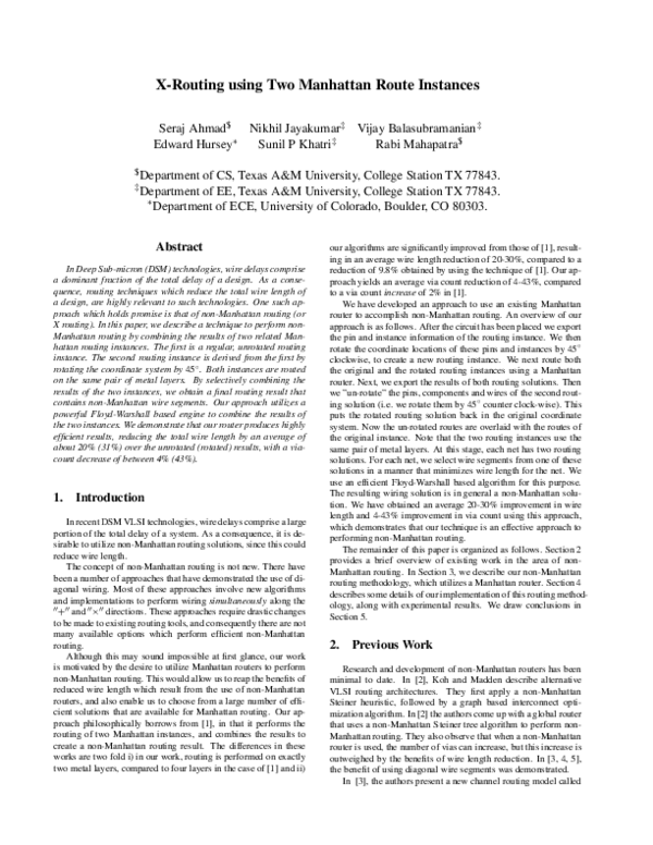 (PDF) X-routing using two Manhattan route instances