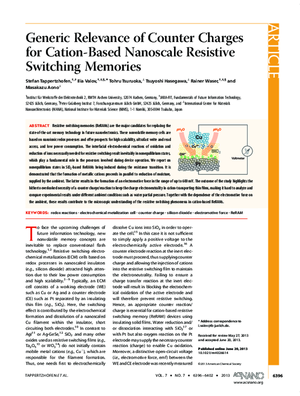 (PDF) Generic Relevance of Counter Charges for Cation-Based Nanoscale ...