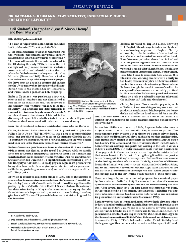 (PDF) Dr Barbara S. Neumann: Clay Scientist, Industrial Pioneer ...