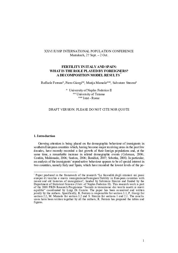(PDF) Fertility in Italy and Spain: What is the Role Played by ...