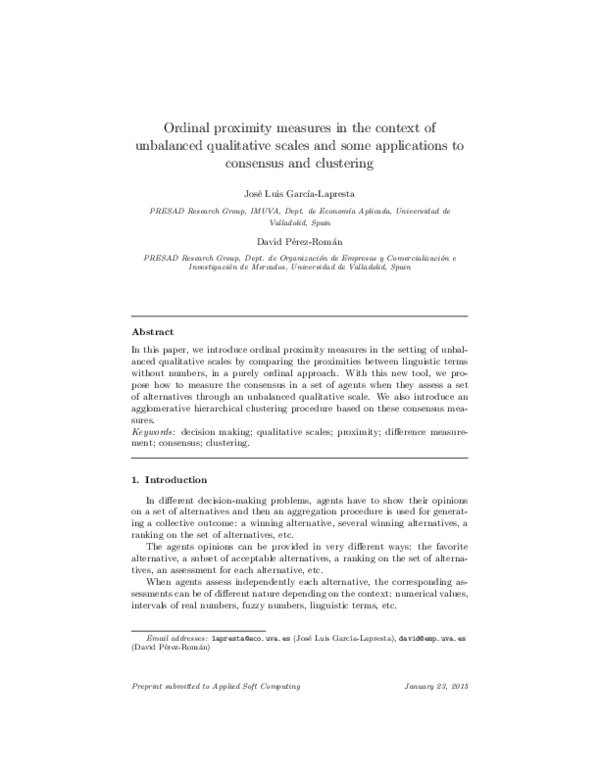 (PDF) Ordinal proximity measures in the context of unbalanced ...