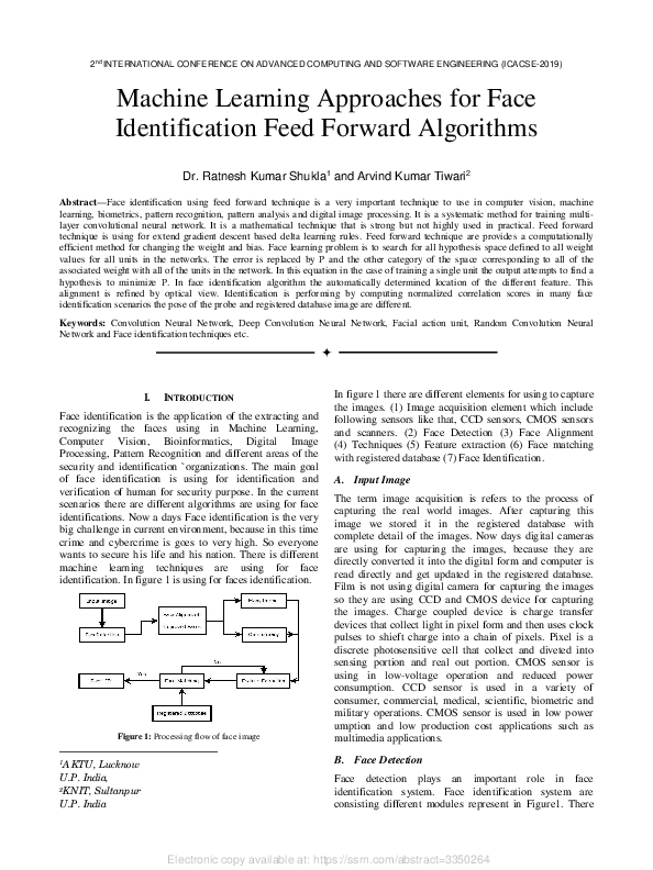 (PDF) Machine Learning Approaches for Face Identification Feed Forward ...