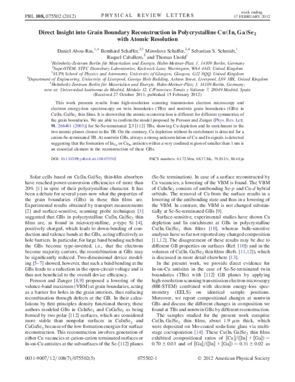 (PDF) Direct Insight into Grain Boundary Reconstruction in ...