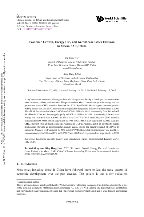 (PDF) Economic Growth, Energy Use, and Greenhouse Gases Emission in ...