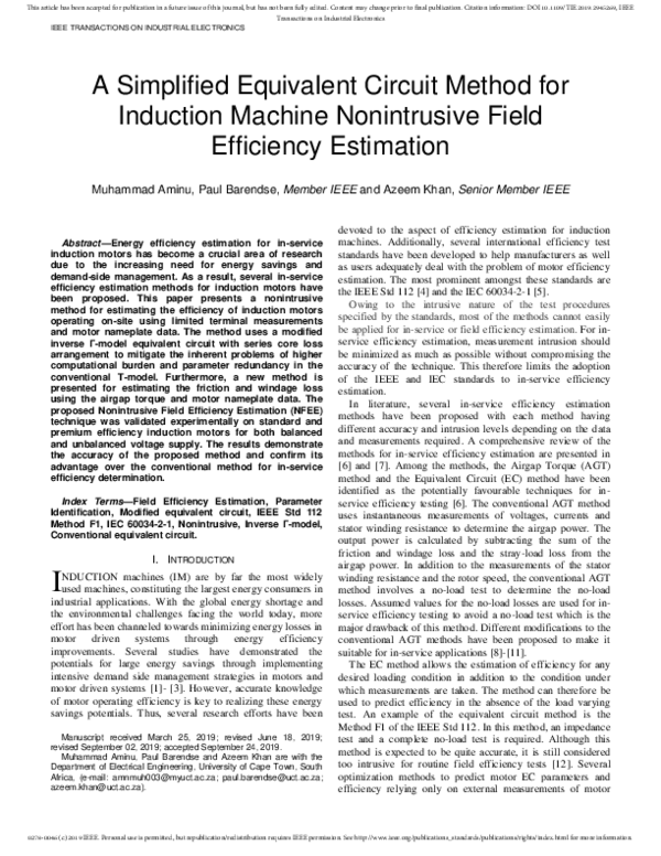 (PDF) A Simplified Equivalent Circuit Method for Induction Machine ...