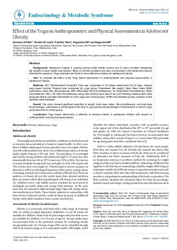 (PDF) Effect of the Yoga on Anthropometric and Physical Assessments in ...