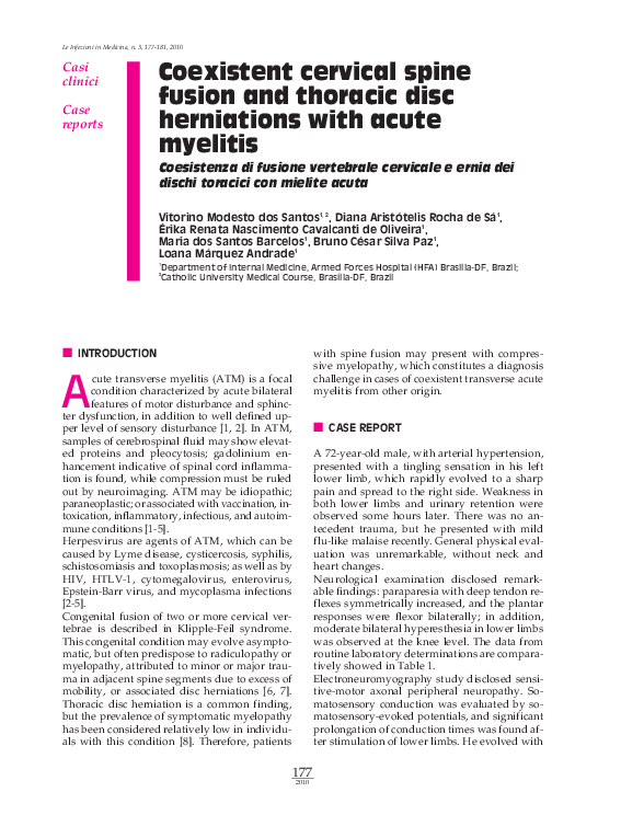 (PDF) Coexistent cervical spine fusion and thoracic disc herniations ...