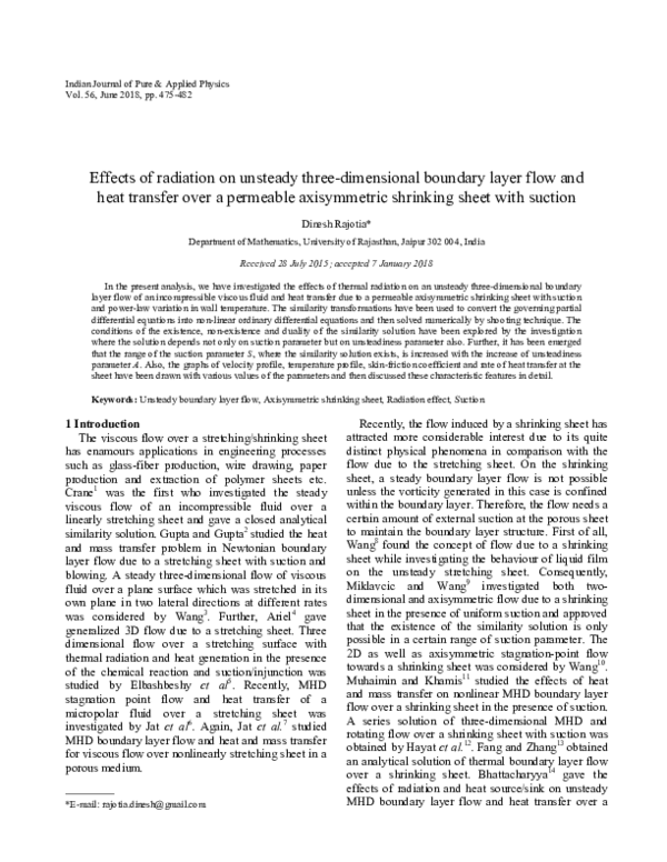 (PDF) Effects of radiation on unsteady three-dimensional boundary layer ...