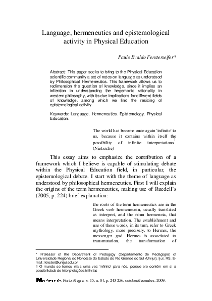 (PDF) Language, hermeneutics and epistemological activity in Physical ...