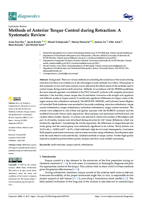 (PDF) Methods of Anterior Torque Control during Retraction: A ...