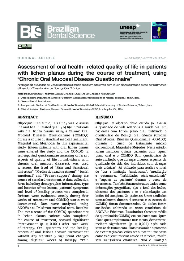 (PDF) Assessment of oral health- related quality of life in patients ...
