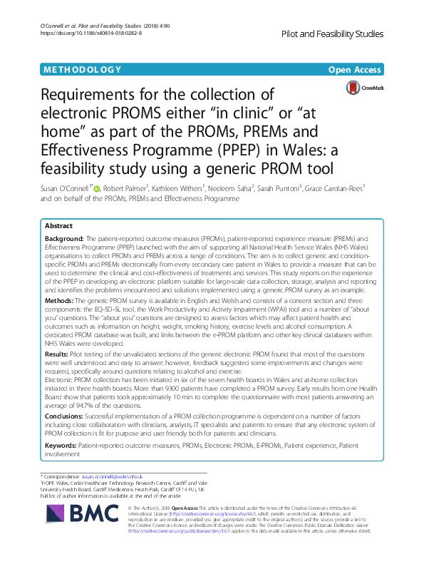(PDF) Requirements for the collection of electronic PROMS either 