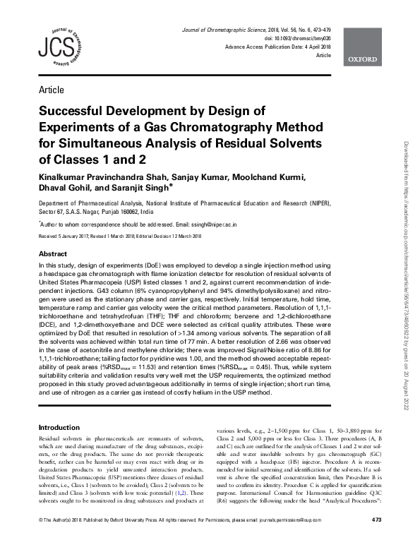 (PDF) Successful Development by Design of Experiments of a Gas ...