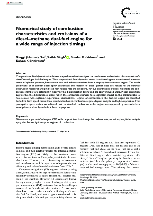 (PDF) Numerical Study of the Combustion Characteristics of a Diesel ...