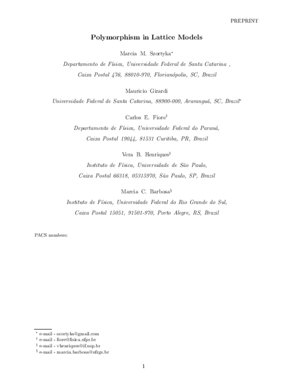 (PDF) Polymorphism in Lattice Models
