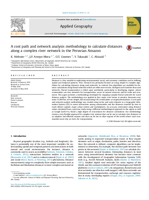 (PDF) A cost path and network analysis methodology to calculate ...