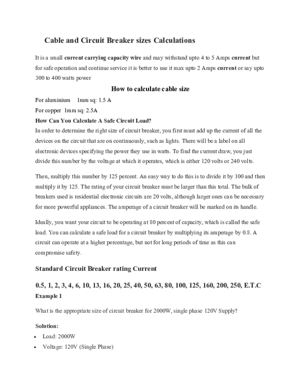 (DOC) Cable and Circuit Breaker sizes Calculations