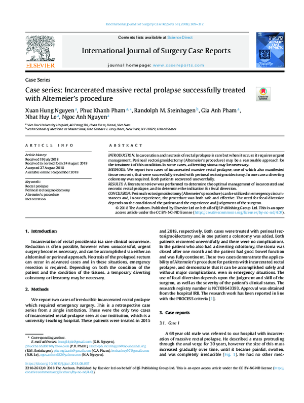 (PDF) Case series: Incarcerated massive rectal prolapse successfully ...