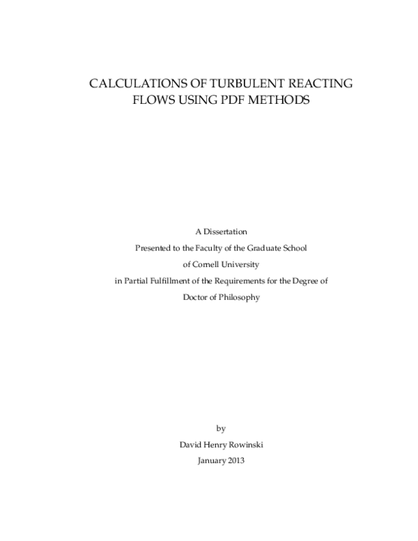 (PDF) Calculations Of Turbulent Reacting Flows Using Pdf Methods
