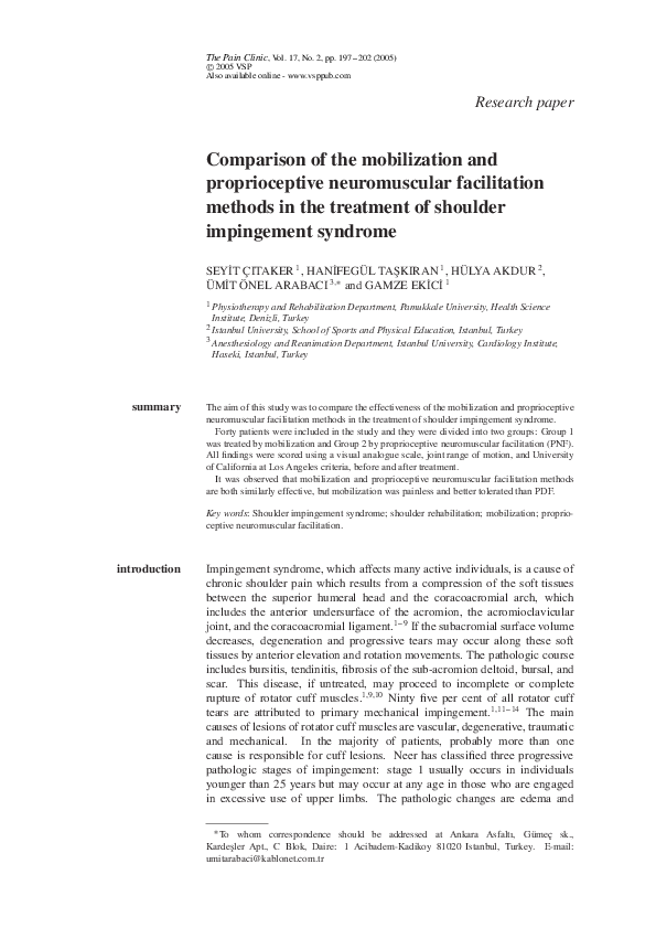 (PDF) Comparison of the mobilization and proprioceptive neuromuscular ...