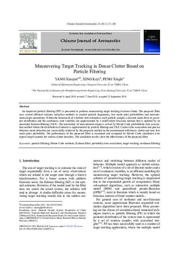 (PDF) Maneuvering Target Tracking in Dense Clutter Based on Particle ...