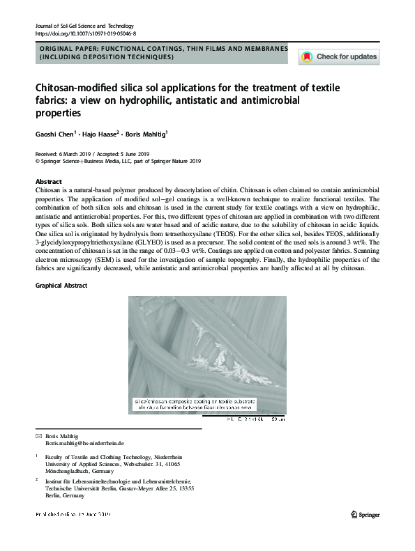 (PDF) Chitosan-modified silica sol applications for the treatment of ...