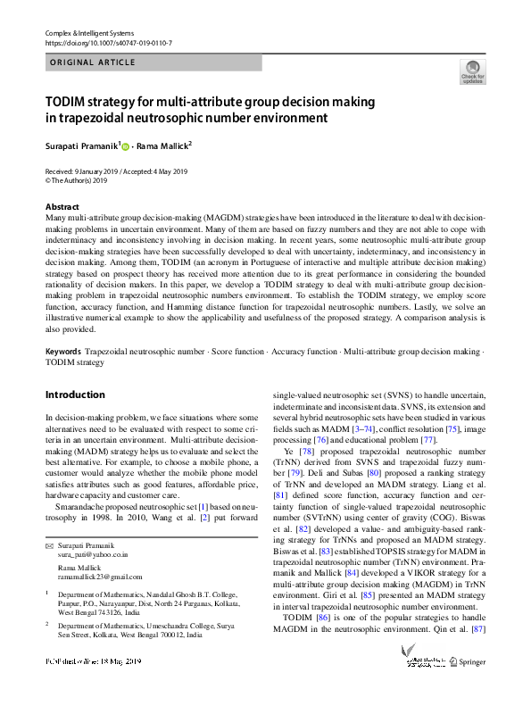 (PDF) TODIM strategy for multi-attribute group decision making in ...