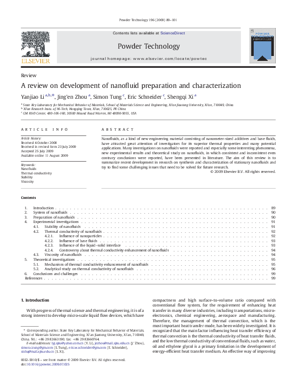 (PDF) A review on development of nanofluid preparation and characterization