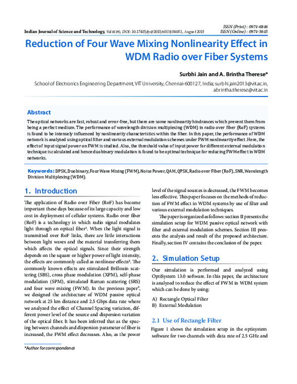 (PDF) Reduction of Four Wave Mixing Nonlinearity Effect in WDM Radio ...