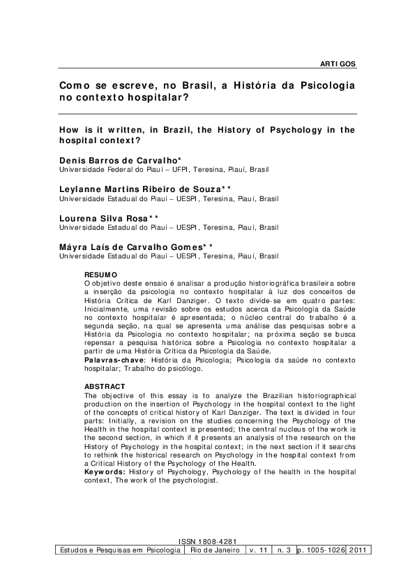 (PDF) Como se escreve, no Brasil, a História da Psicologia no contexto ...