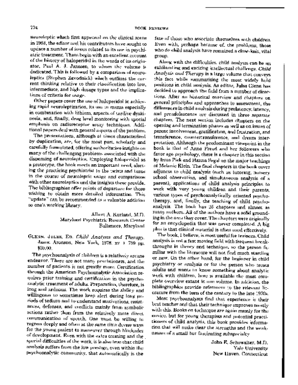(PDF) Child Analysis and Therapy