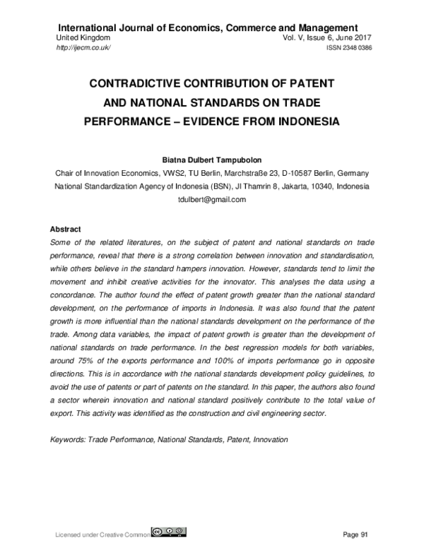 (PDF) Contradictive Contribution of Patent and National Standards on ...