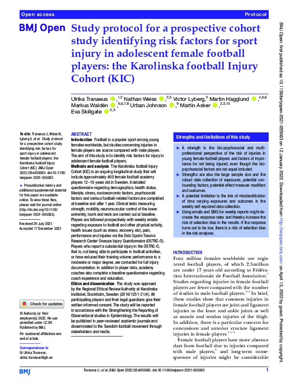 (PDF) Study protocol for a prospective cohort study identifying risk ...