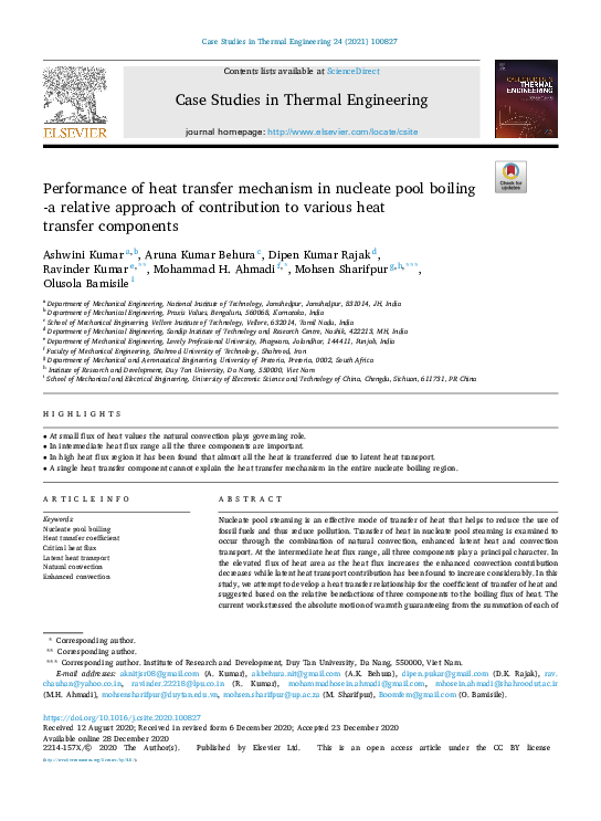 (PDF) Performance of heat transfer mechanism in nucleate pool boiling ...