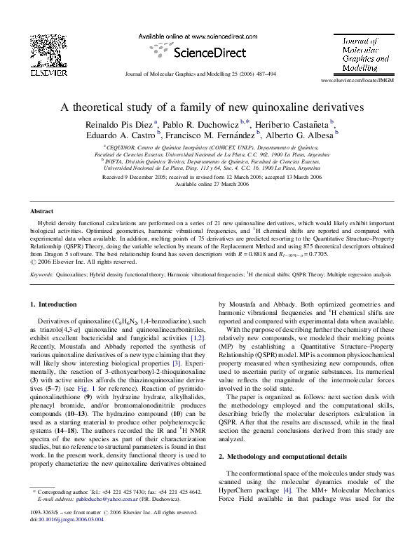 (PDF) A theoretical study of a family of new quinoxaline derivatives