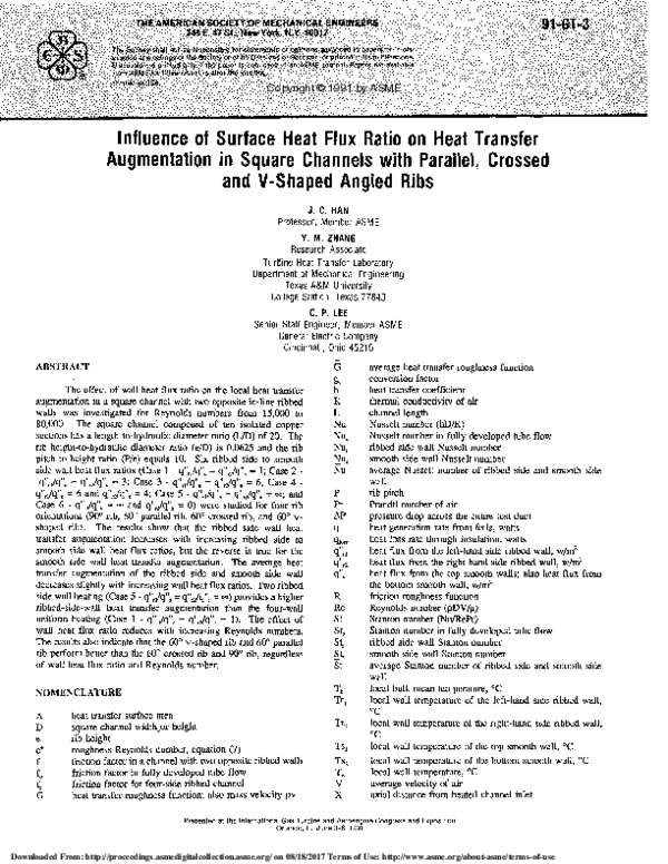 (PDF) Influence of Surface Heat Flux Ratio on Heat Transfer ...