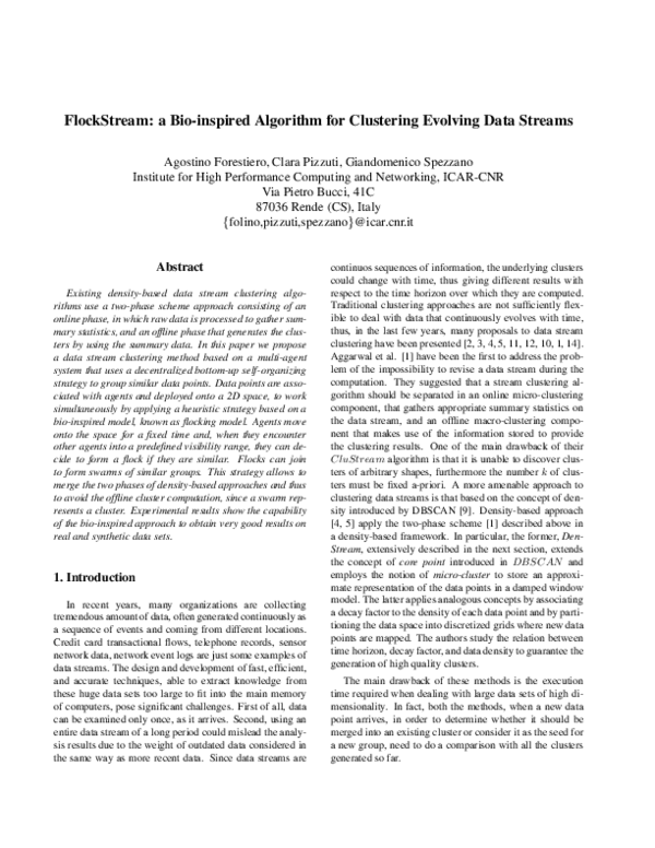 (PDF) FlockStream: A Bio-Inspired Algorithm for Clustering Evolving ...