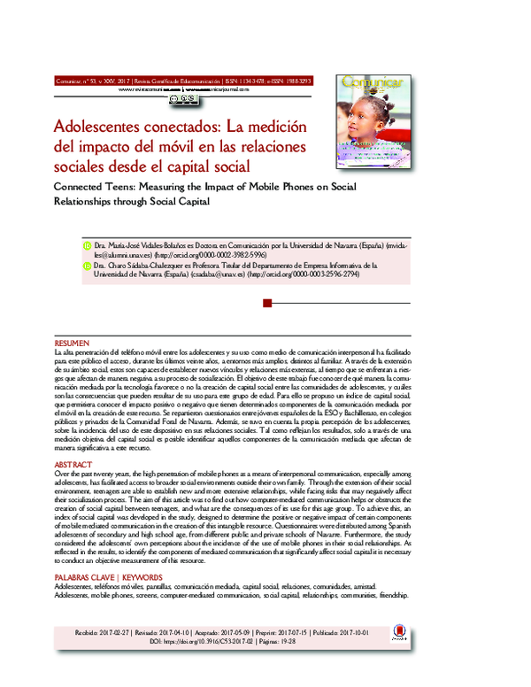 (PDF) Connected teens: Measuring the impact of mobile phones on social ...