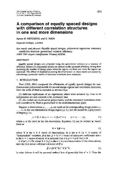 (PDF) A comparison of equally spaced designs with different correlation ...