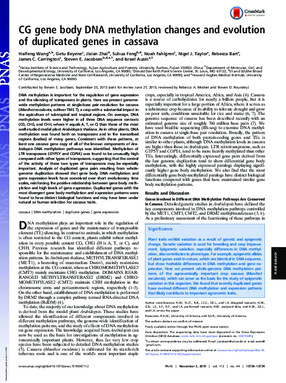 (PDF) CG gene body DNA methylation changes and evolution of duplicated ...